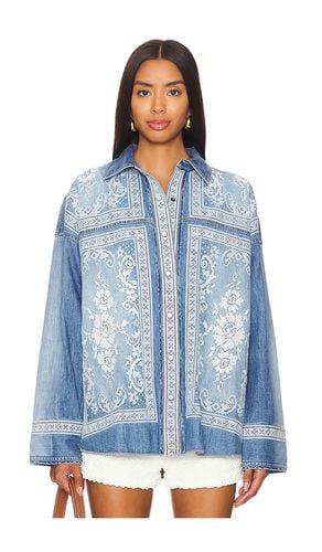 X We The Free Lace Embroidered Denim Shirt in Denim-Medium. - size M (also in S, XS) - Free People - Modalova