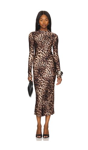 Satin Shine Funnel Neck Midi Dress in Brown. - size 2X (also in 4X, 5X, S) - Good American - Modalova