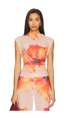 Gauze Mesh Mock Neck Tank Top in Orange,Neutral. - size S (also in XS) - Good American - Modalova
