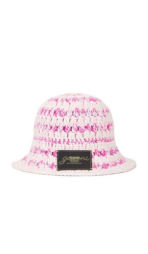 Cotton Melange Crochet Bucket Hat in Pink. - size M-L (also in XS-S) - Ganni - Modalova