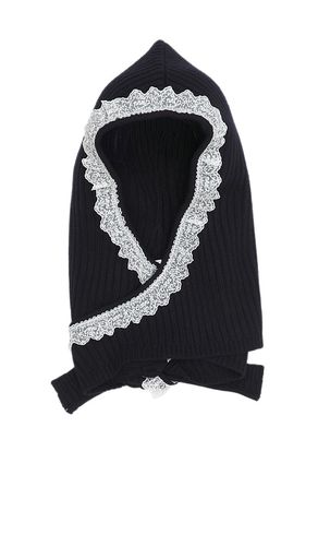 Compact Wool Balaclava Lace in Navy - Ganni - Modalova