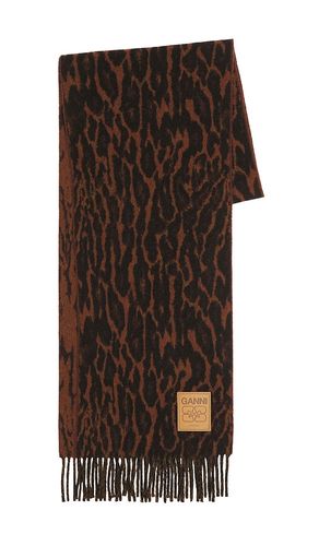 Compact Wool Scarf Leopard in Brown - Ganni - Modalova