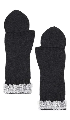 Compact Wool Lace Mittens in Charcoal - Ganni - Modalova