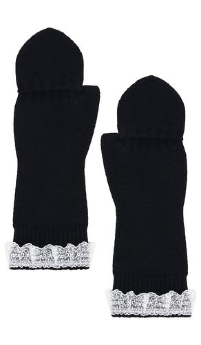 Compact Wool Lace Mittens in Black - Ganni - Modalova