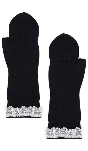 Compact Wool Lace Mittens in Black - Ganni - Modalova