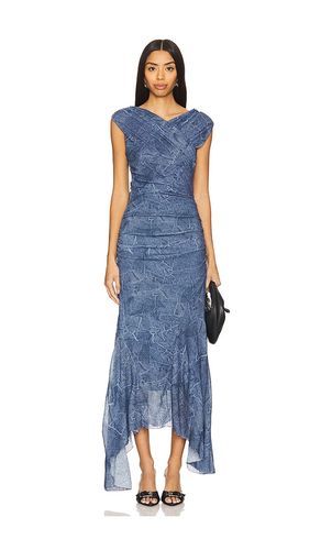 Vestido marl mesh long ruched crossover en color azul talla 32 en - Blue. Talla 32 (también en 38, 40, 42) - Ganni - Modalova