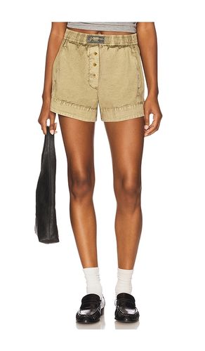 Washed Stretch Cotton Elasticated Shorts in Olive. - size 34 (also in 36, 38, 40, 42) - Ganni - Modalova