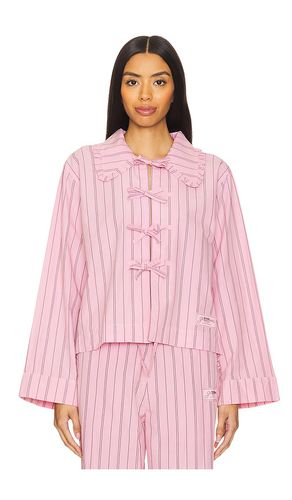 Stripe Cotton Pyjamas Shirt in Pink. - size 32 (also in 34, 36, 38, 40, 42) - Ganni - Modalova