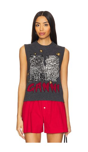 Graphic Wool Mix Cats Vest in Grey. - size M (also in S, XL, XS) - Ganni - Modalova