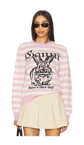 Striped Bunny Graphic Sweater in Pink,Ivory. - size L (also in M, S, XS) - Ganni - Modalova