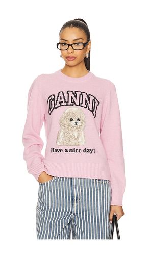 Graphic Wool Mix Poodle Crewneck in Pink. - size L (also in M, S, XS) - Ganni - Modalova