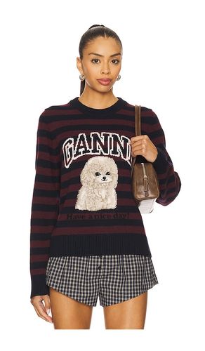 Graphic Wool Mix Poodle Stripe Crewneck in Navy. - size L (also in M, S, XS) - Ganni - Modalova