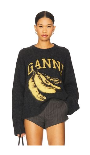 Fine Brushed Alpaca Banana Oversized O-neck in Charcoal. - size L/XL (also in S/M, XXS/XS) - Ganni - Modalova