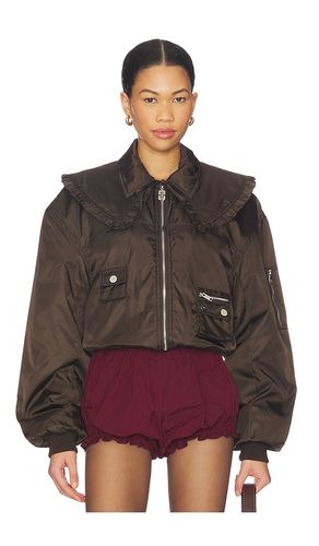 Duchesse Nylon Bomber Jacket in Brown. - size 40 (also in 42) - Ganni - Modalova