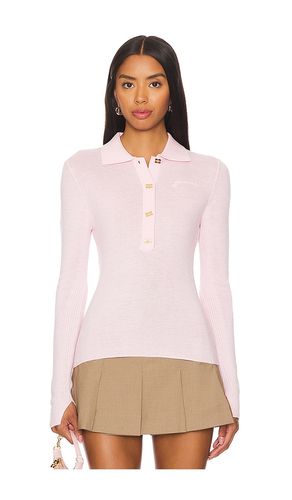Ribbed Merino Polo in Pink. - size L (also in XS) - Ganni - Modalova