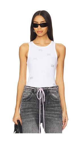 Top sin mangas rib rhinestone butterfly en color blanco talla L en - White. Talla L (también en M, S, XS) - Ganni - Modalova