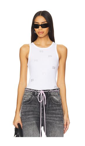 Rib Rhinestone Butterfly Tank Top in White. - size L (also in M, S, XS) - Ganni - Modalova