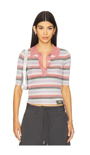 Light Sparkle Rib Polo Top in Red. - size L (also in M, S, XS) - Ganni - Modalova