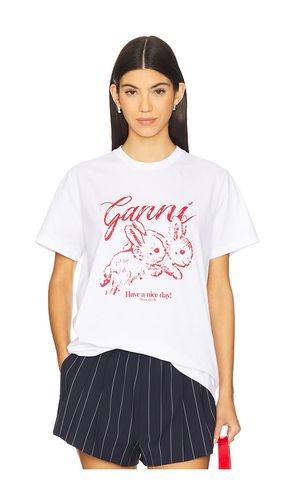 Bunnies Relaxed T-shirt in White. - size M (also in S, XS) - Ganni - Modalova