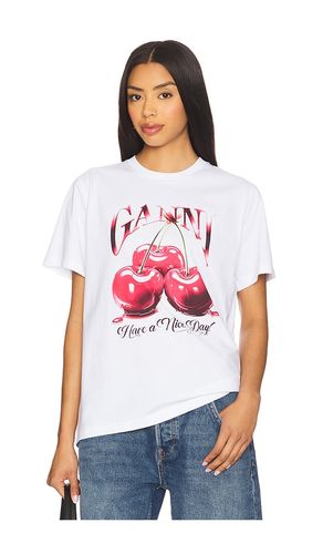 Cherry Relaxed T-shirt in White. - size L (also in M, XS, XXS) - Ganni - Modalova