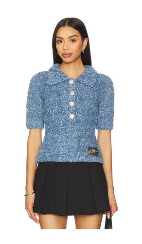 Denim Handknit Polo Top in Blue. - size M (also in S, XS) - Ganni - Modalova