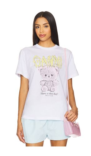 Basic Cotton Jersey Teddy Relaxed T-shirt in White. - size L (also in M, S, XL, XS) - Ganni - Modalova