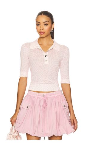 Sheer Cotton Printed Polo in Pink. - size L (also in M, S, XS) - Ganni - Modalova