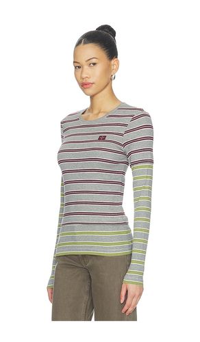 Soft Cotton Rib Long Sleeve Double Layer Top in Grey. - size M (also in S) - Ganni - Modalova