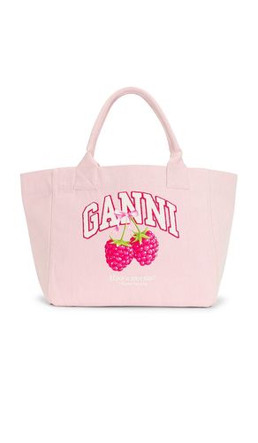 Medium trapeze shopper bag raspberry in color white size all - Ganni - Modalova