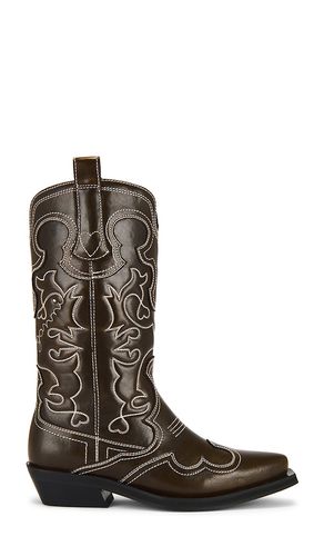 Mid Shaft Embroidered Western Boot in Brown. - size 37 (also in 39) - Ganni - Modalova