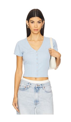 Pointelle Short Sleeve Cardigan in Baby Blue. - size L (also in M, XL, XS) - Goldie - Modalova