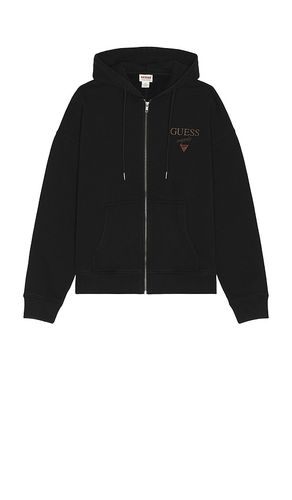 Stacked Logo Zip Up Hoodie in Black. - size L (also in M, S, XL/1X) - Guess Originals - Modalova