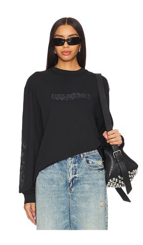 Printed Sleeve Long Sleeve Tee in Black. - size L (also in M, S, XL/1X) - Guess Originals - Modalova