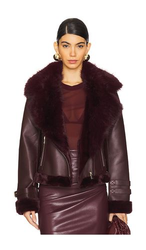 Dion Faux Fur Moto Jacket in Burgundy. - size L (also in M, S, XL) - Generation Love - Modalova