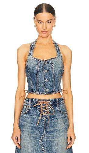 Phoebe laced halter top en color denim-medium talla M en - Denim-Medium. Talla M (también en S) - GRLFRND - Modalova