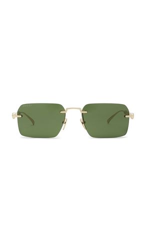 Rectangular Bamboo Metal Sunglasses in Metallic - Gucci - Modalova