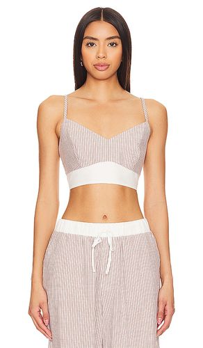 Stripe Poplin Bralette Top in Beige. - size M (also in L, S, XL, XS, XXS) - MONROW - Modalova