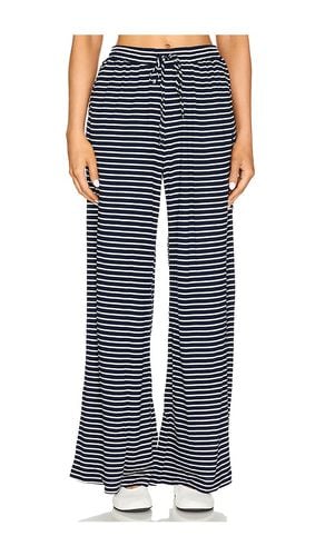 Stripe Wide Leg Pant in Navy. - size L (also in M, S, XS) - MONROW - Modalova