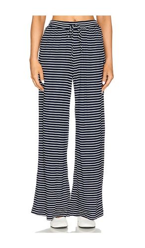 Stripe Wide Leg Pant in Navy. - size M (also in S) - MONROW - Modalova