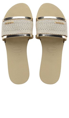 You Trancoso Premium Slide in Beige,Metallic Gold. - size 35/36 (also in 37/38, 41/42, US 7/8/ BRZ 37-38, US 9/10/ BRZ 39-40) - Havaianas - Modalova