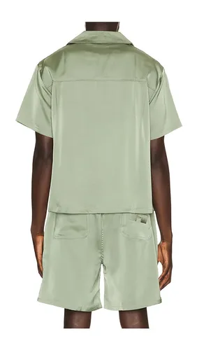 Satin Chest Logo Camp Collar Shirt in Green. - size L (also in S) - Honor The Gift - Modalova