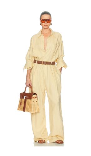 Paperbag Jumpsuit in Washed Linen in Beige. - size S (also in XS) - Helsa - Modalova