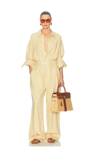 Paperbag Jumpsuit in Washed Linen in Beige. - size S (also in XS) - Helsa - Modalova