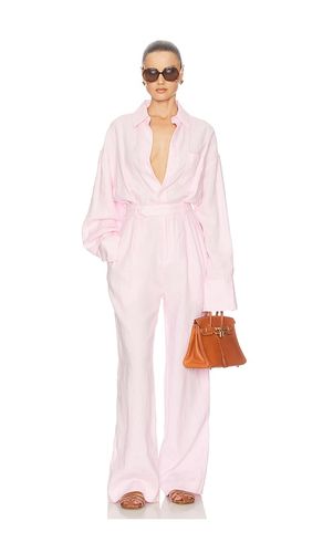 Paperbag Jumpsuit in Washed Linen in Pink. - size M (also in S) - Helsa - Modalova