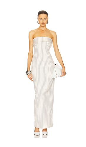 Pinstripe Long Strapless Dress in Cream. - size L (also in M, S, XS, XXS) - Helsa - Modalova