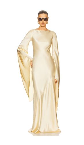 The Rosalind Dress in Silk Charmeuse in Yellow. - size L (also in M, S, XS, XXS) - Helsa - Modalova