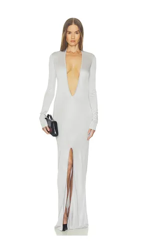 Monrow Plunge Knit Gown in Metallic . - size L (also in M, S, XL, XS, XXS) - Helsa - Modalova