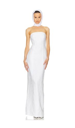 Linen Strapless Maxi Dress in White. - size L (also in M, S, XL) - Helsa - Modalova