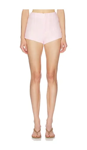 Washed linen micro short en color rosado talla XS (también en S, M) - Helsa - Modalova