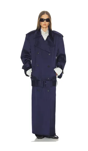 Trench Coat With Low Belt in Double Face Satin in . - size XXS (also in XS, S, M, L) - Helsa - Modalova